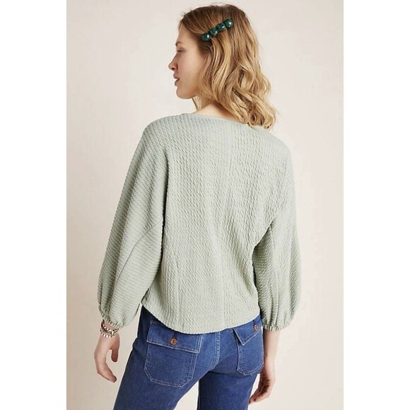 Anthropologie Green Arya Textured Top Size S - Picture 1 of 11